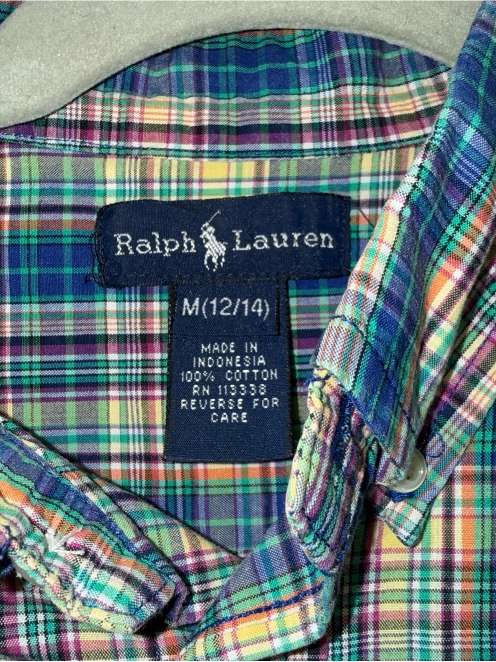 Polo by Ralph Lauren Short-Sleeve Plaid Button-Down Shirt - Blue/Green size M